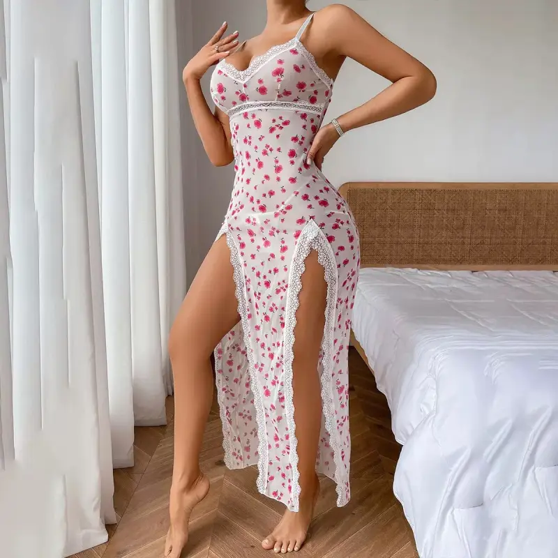 Sheer pink bustier lingerie set